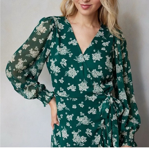 Lauren Conrad Floral Green Maxi Dress Size L - Picture 2 of 6